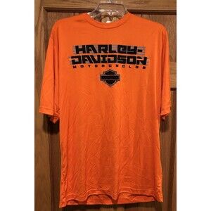 Harley Davidson Mens Large Orange Short Sleeve Shirt T Shirt